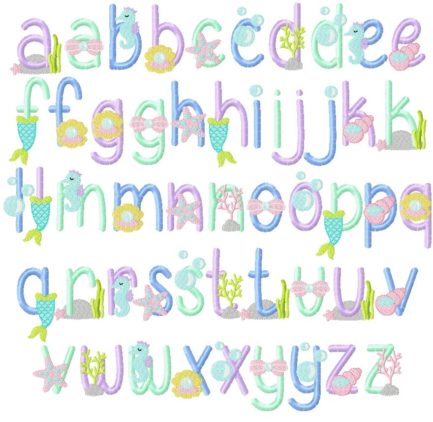 Mermaid Font - Planet Applique Inc