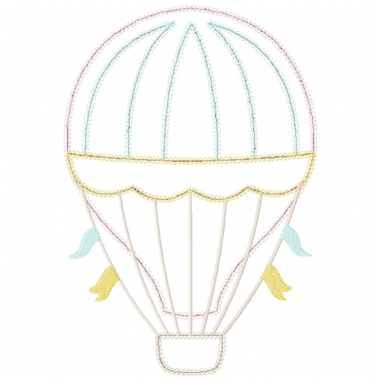 Bunny in a hot air balloon Machine Embroidery Design - 4 sizes