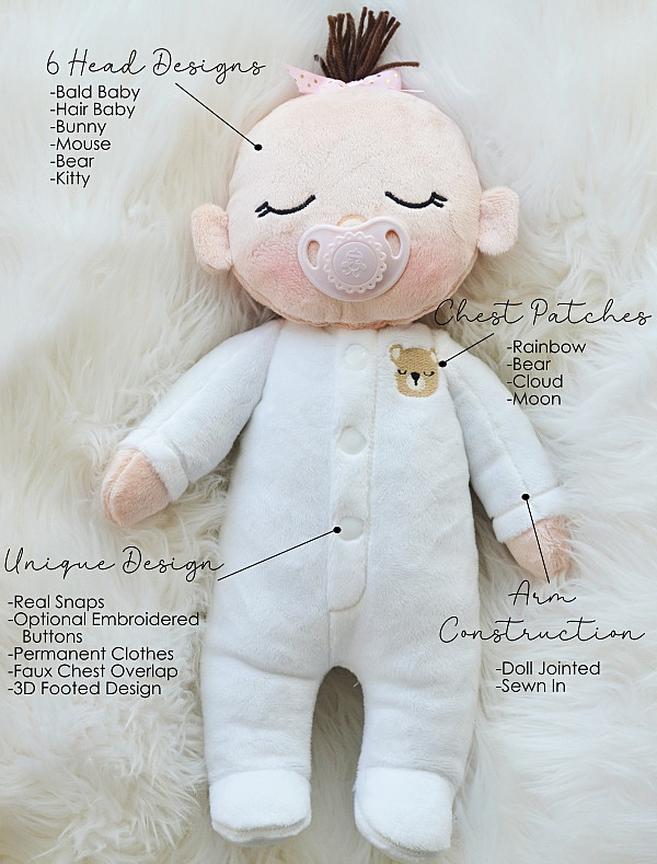 Snuggle Babies In the Hoop Machine Embroidery Design Doll