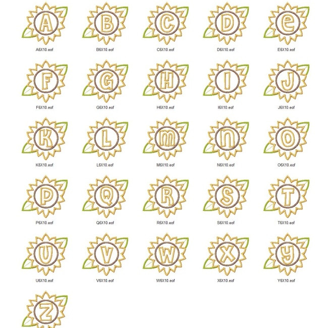 Sunflower Alpha Pattern Sunflower Alpha Embroidery Machine Design