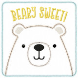 Beary Sweet Patch Satin and ZigZag Stitch Applique Embroidery Design