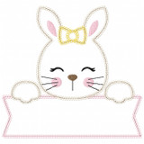 Girl Bunny Banner Vintage and Chain Stitch