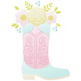 Floral Cowgirl Boot Sketch Applique Machine Embroidery Design
