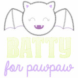 Batty for PawPaw Satin and Zigzag Applique   Embroidery Design
