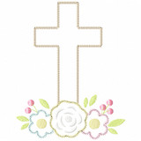 Floral Cross Satin and Zig Zag Embroidery Design