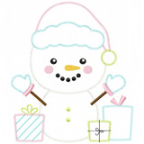 Christmas Snowman Vintage and Chain Applique Machine Embroidery Design