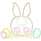 Bunny Tail and Easter Eggs Satin and Zigzag Applique Machine Embroidery Design