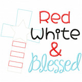 Red White and Blessed Simple Stitch and Sketch Fill Applique Embroidery Design