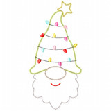 Christmas Tree Gnome Satin and Zigzag Applique  Embroidery Design