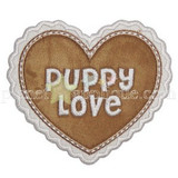 Puppy Love Heart applique Machine Embroidery Design