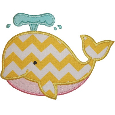 Cute Whale Applique Embroidery Machine Design