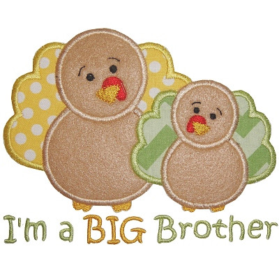 Sibling Turkey Applique Embroidery Machine Design