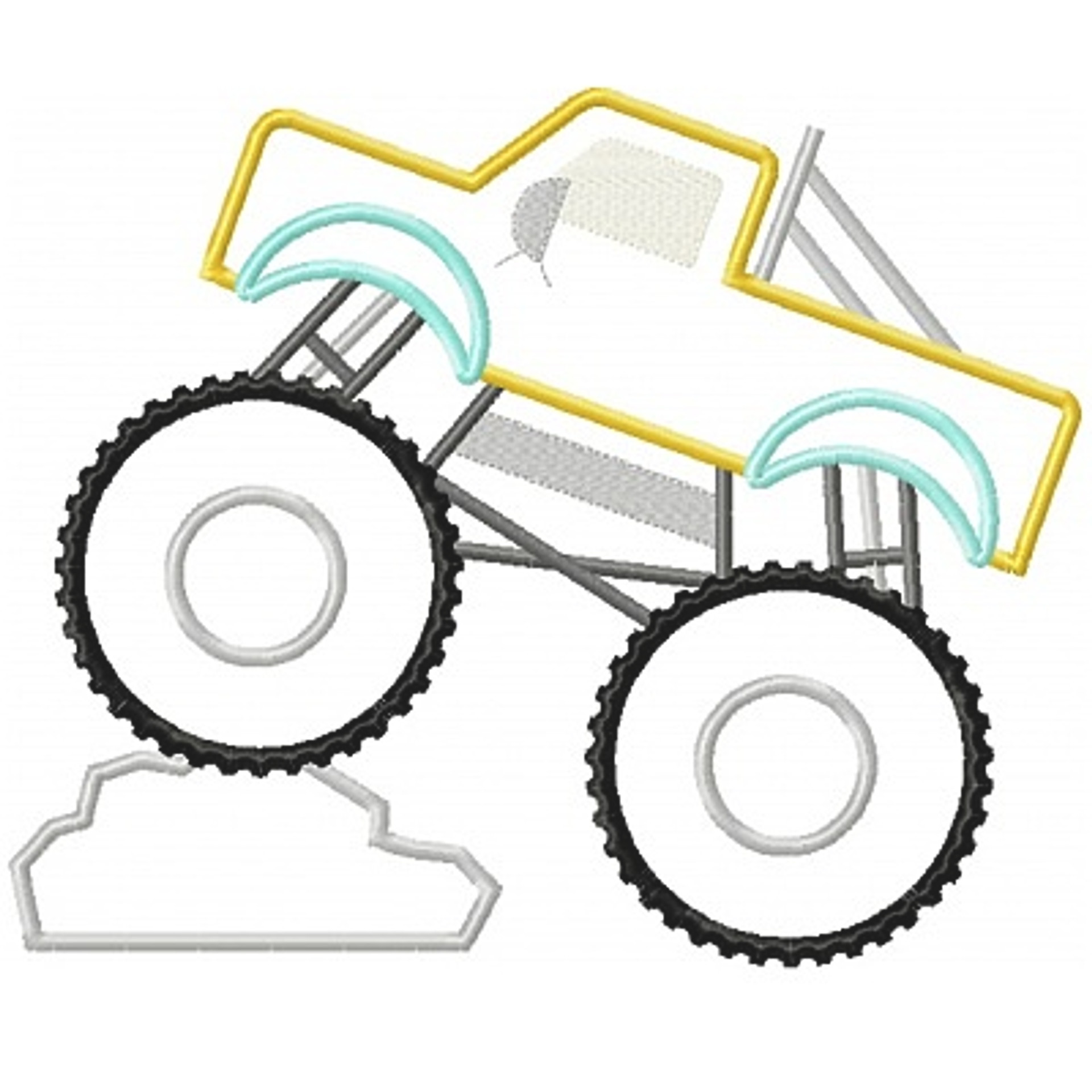 Monster Truck Applique Embroidery Machine Design