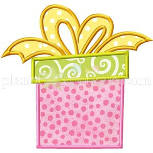 Gift Box Applique Embroidery Machine Design
