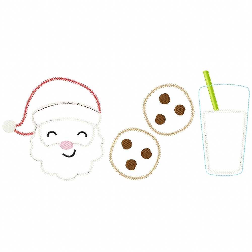 Cookies and Milk Applique Embroidery Machine Design