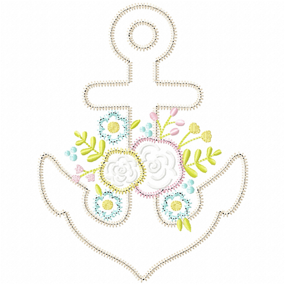 Anchors Away Sailboat Satin and Zigzag Stitch Applique Embroidery