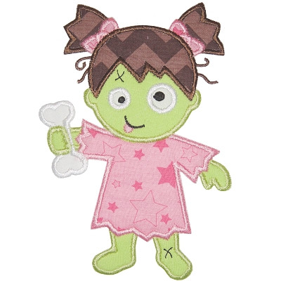 Zombie Girl Applique Embroidery Machine Design