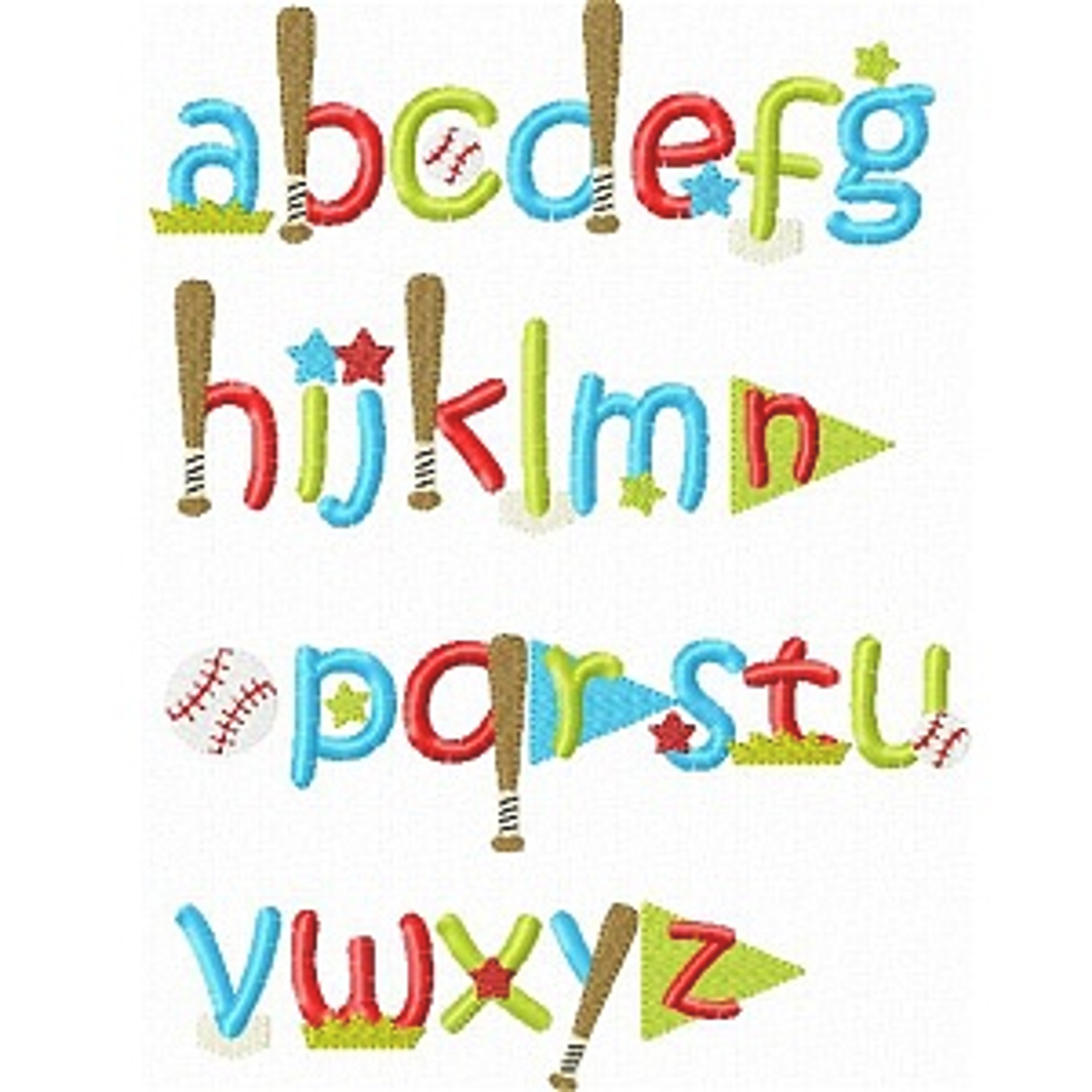 Baseball Font Embroidery Machine Design