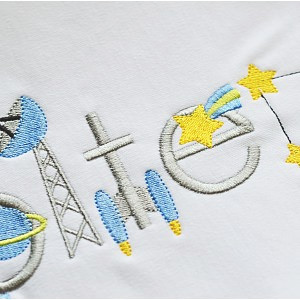 Space Font Embroidery Machine Design