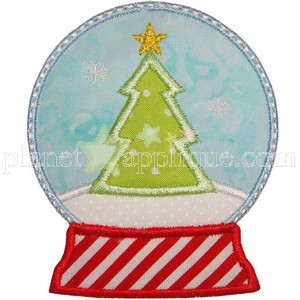 Snow Globe Applique Embroidery Machine Design