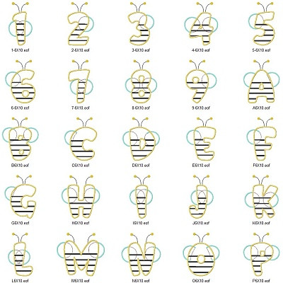 Bumble Bee Alpha Embroidery Machine Design