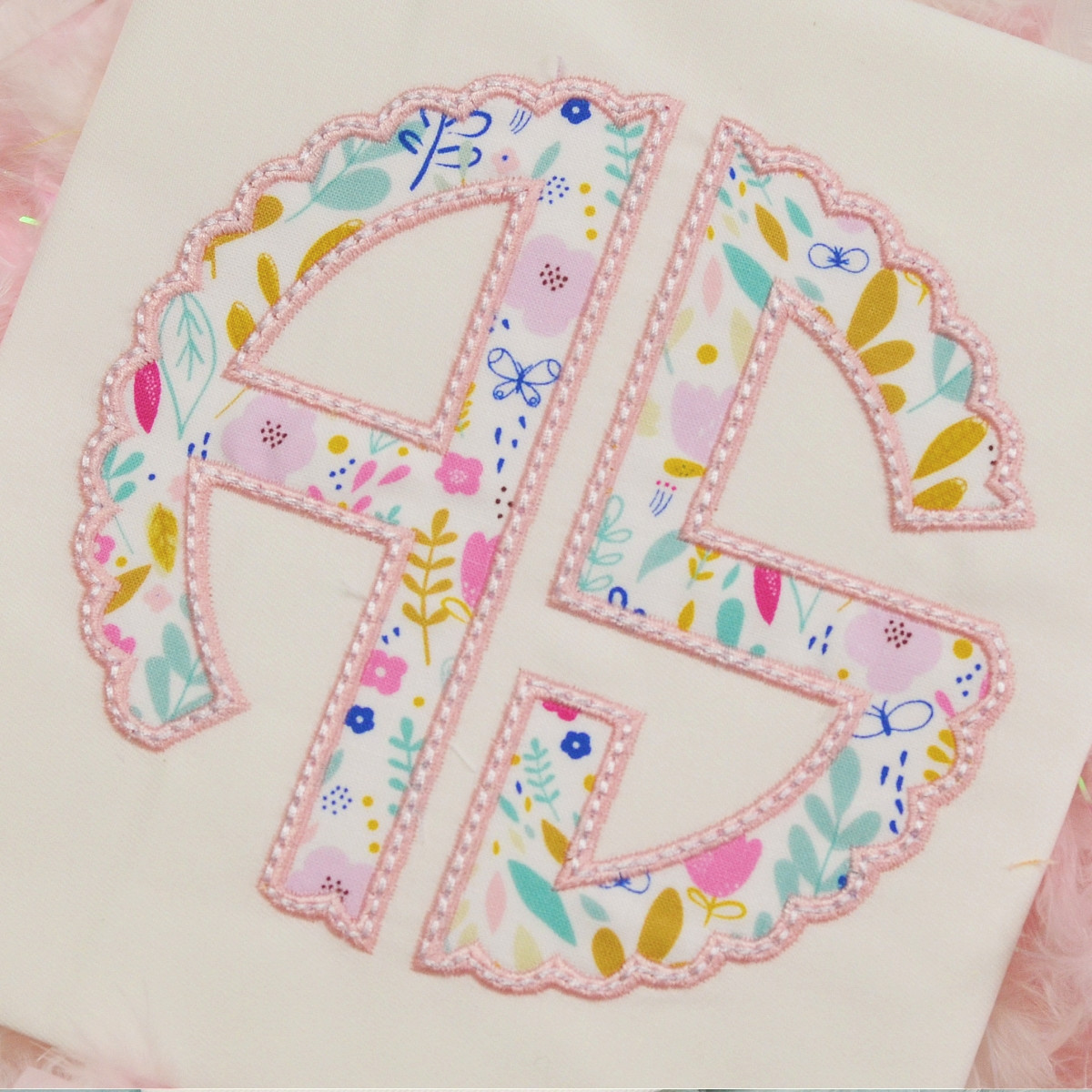 Scallop Monogram Applique Alpha Embroidery Machine Design