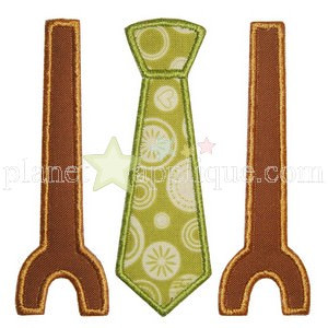 Tie and Suspenders Applique Embroidery Machine Design