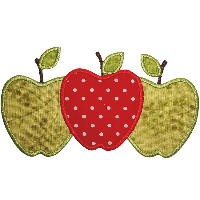3 Apples Applique Embroidery Machine Design