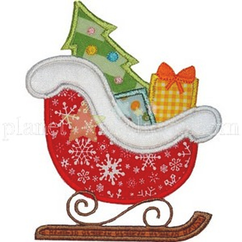 Christmas Tree Sleigh Machine Embroidery Design