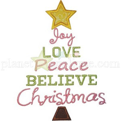 Christmas Word Tree Machine Embroidery Design