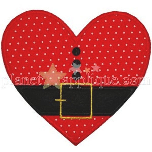 Santa Heart Applique Machine Embroidery Design