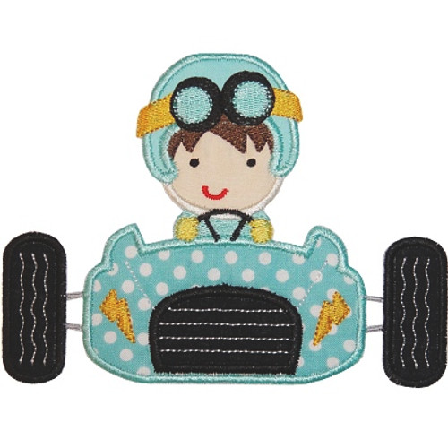 Vroom Racer Applique Machine Embroidery Design