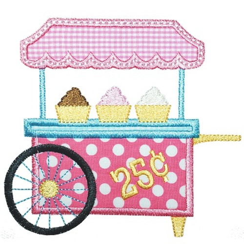 Ice Cream Cart Machine Embroidery Design