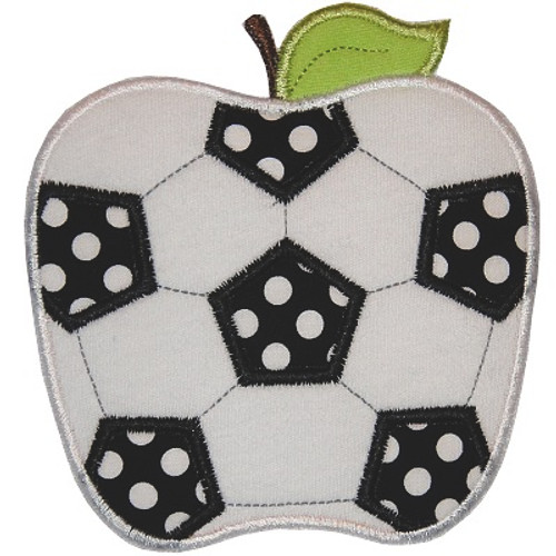 Soccer Apple Applique Machine Embroidery Design