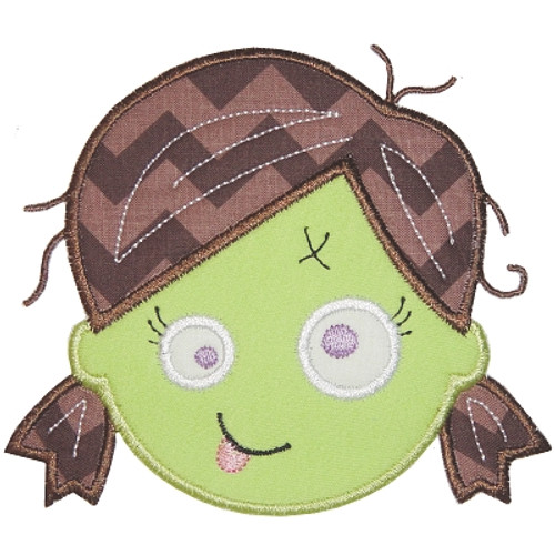 Zombie Girl Face Machine Embroidery Design