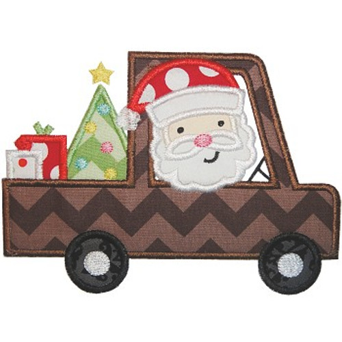 Santa Truck Applique Machine Embroidery Design