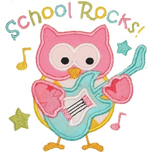 School Rock Owl Machine Embroidery Design