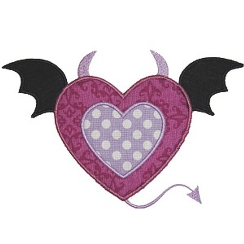 Demon Heart Applique Machine Embroidery Design