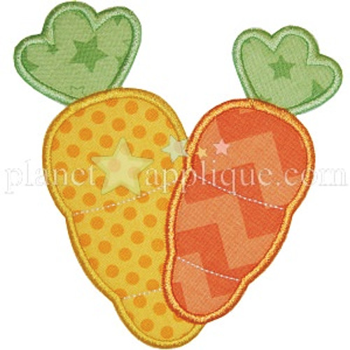 2 Carrots Applique Machine Embroidery Design