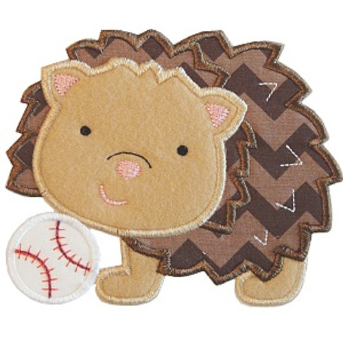 Baseball hedgehog Applique Machine Embroidery Design