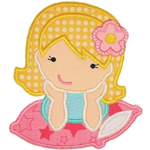 Pillow Girl Applique Machine Embroidery Design