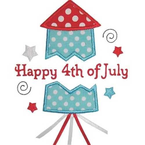 Happy 4th firework Machine Embroidery Design