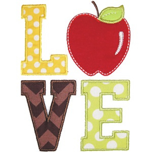 School Love Applique Machine Embroidery Design