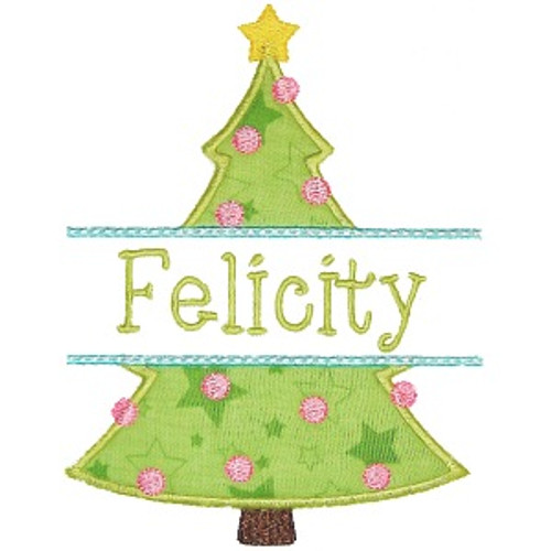 Christmas Tree Name Patch Machine Embroidery Design