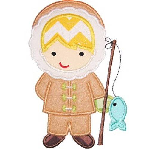 Eskimo Boy Applique Machine Embroidery Design