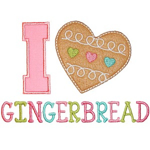 I Heart Gingerbread Machine Embroidery Design