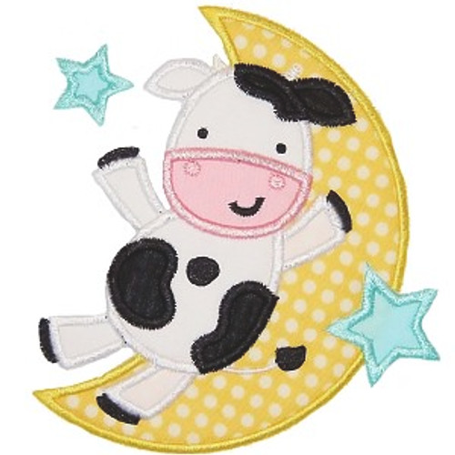 Cow and Moon Machine Embroidery Design