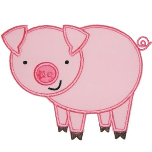 Farm Pig Applique Machine Embroidery Design