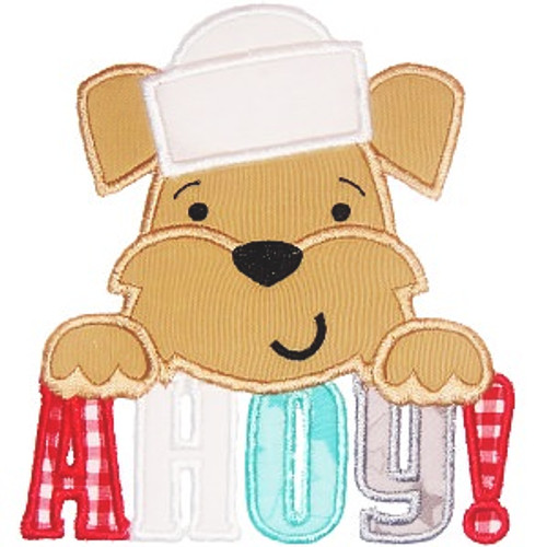 Sailor Puppy Applique Machine Embroidery Design