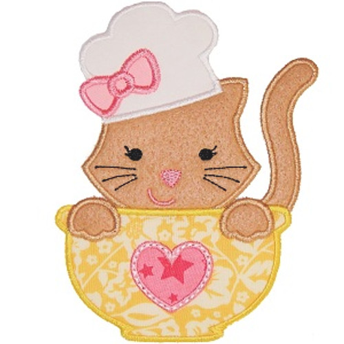 Chef Kitty Applique Machine Embroidery Design